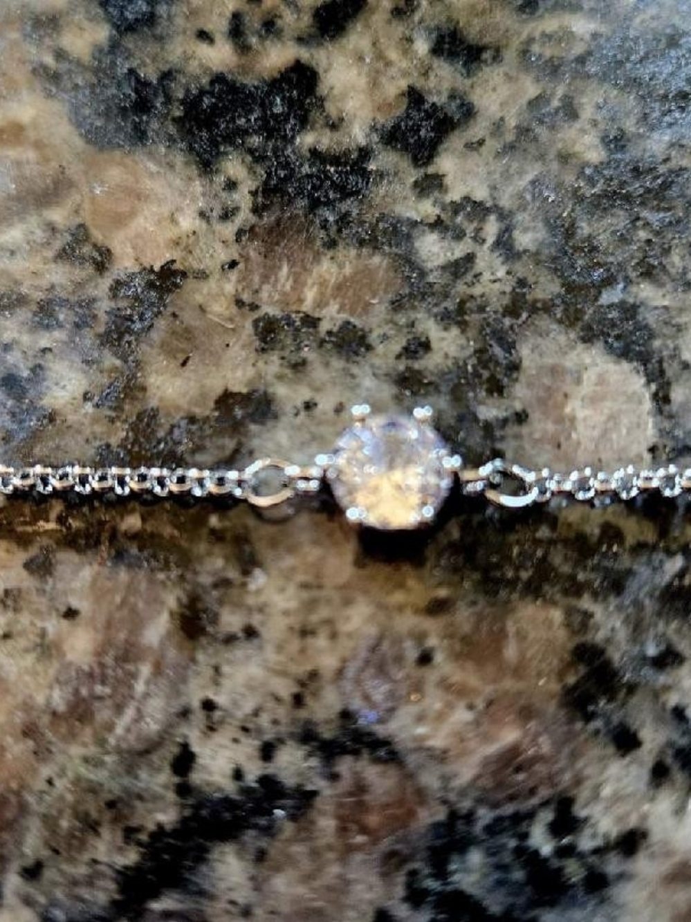 Sterling Silver Cubic Zirconia Station Bracelet - Silver